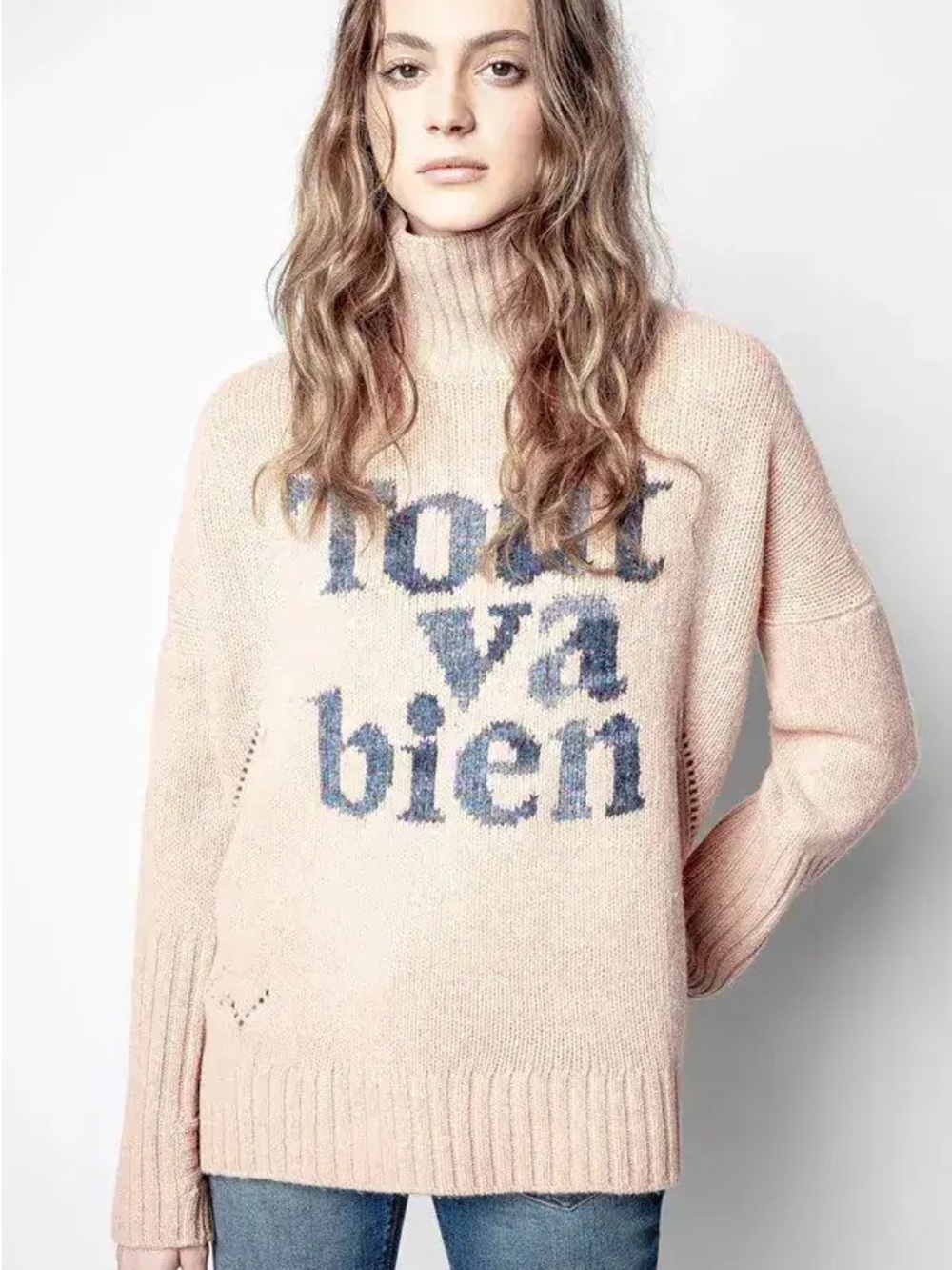 Zadig & Voltaire Turtleneck Sweater Pink 'Tout Va Bien' size XS